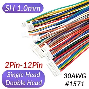 JST SH 1,0 mm 2 pines-12 pines conector PCB enchufe cable doble cabeza/cabeza única - Imagen 1 de 14