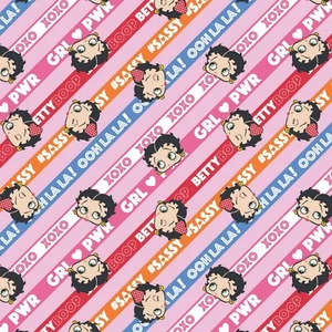 Tela de algodón BTY Betty Boop Girl a rayas eléctricas XOXO SASSY por yarda 45100406 - Imagen 1 de 1