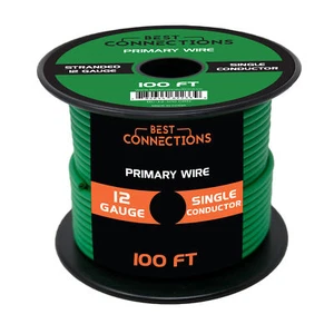 12 Gauge Car Audio Primary Wire (100ft–Green)– Remote, Power/Ground Electrical - Picture 1 of 11