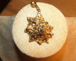 ART goldtone seashell pendant; vintage; dimensional; 2 in. x 1 1/2 in. - Picture 1 of 5