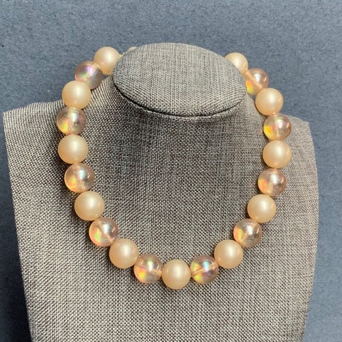 VETEMENTS Collana girocollo vintage 12 in argento champagne perle iridescenti perline traslucide