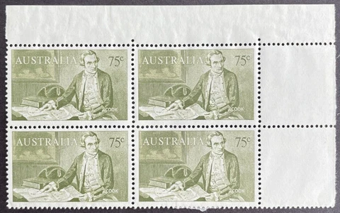Australia 1966 Corner Block of 4 MNH OG Sc# 414 75c Captain James Cook Cover
