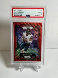 2023 Prizm Justin Fields Red Wave Prizm #'d /149 - PSA 9 MINT - Picture 1 of 2