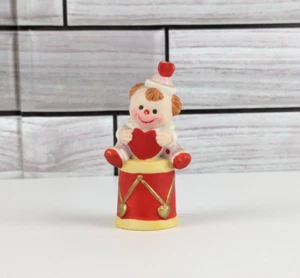 Enesco Bisque Collectible Thimble Clown Drum Heart Valentine - Picture 1 of 7