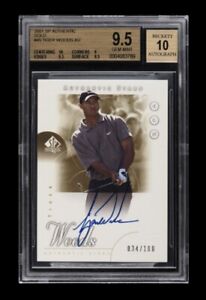 2001 SP Authentic Stars Tiger Woods Auto Gold /100 BGS 9.5 Auto 10 Rookie RC