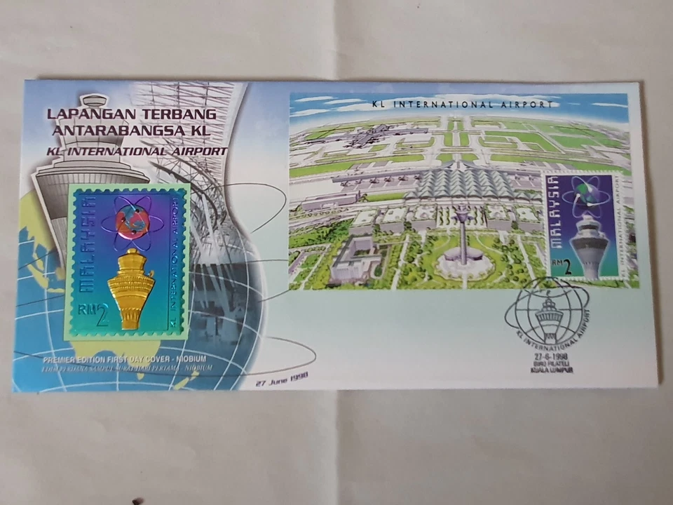 Avión de aviación Malasia KL 1998 Aeropuerto Internacional (Niobio FDC) #1112 Foto 1 de 1