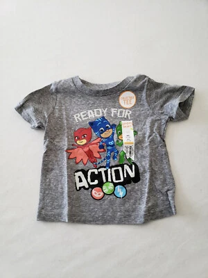 PJ Masks Boys T-Shirt New GRAY Jumping Beans Officially Licensed 9M cotton poly - Image 1 of 4