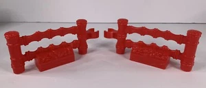 (2) Fisher Price Little People Barn Rplmnt RED FENCE SECTION w/ FOOD Mattel - Picture 1 of 3