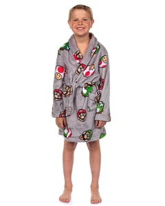 Nintendo Boys' Super Mario Yoshi and Super Mushroom Kids Fleece Robe - Picture 1 of 4