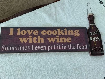 Lote de 2 Placas de Pared de Madera Colgantes Amor Cocina con Vino Cocina Decoración Letreros Foto 1 de 4