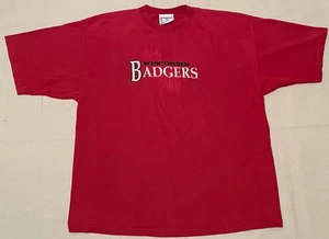 Vintage 90s Wisconsin Badgers Single Stitch T Shirt Size XL Red Embroidered - Bild 1 von 17
