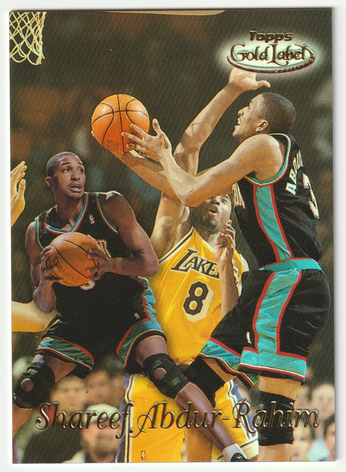 Shareef Abdur-Rahim GL9 1998-99 Topps Gold Label con Kobe Bryant defendiéndose en tarjeta Foto 1 de 2
