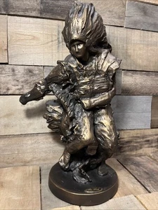 Statua in bronzo 1983 Università Illinois Capo Illini Illiniwek - Robin Faulkner - Foto 1 di 24