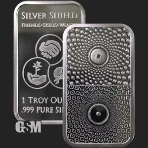 Silver Shield DUALITY BAR 1 oz .999 plata fina AG, BU como nuevo fresco - Imagen 1 de 3