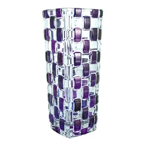 Murano Glass Vase Purple Hand Made Painted Millefiori 16cm High - Picture 1 of 6