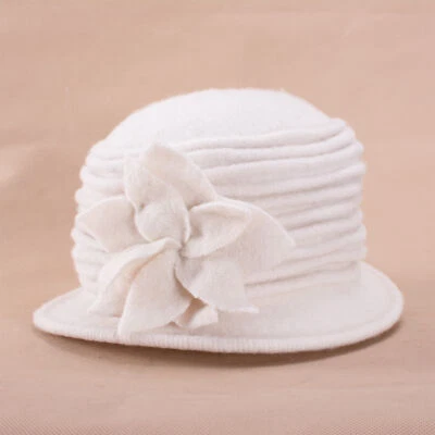 Womens 1920s Look 100% Wool Beret Beanie Cloche Bucket Winter  Hat A543 - Image 1 of 4