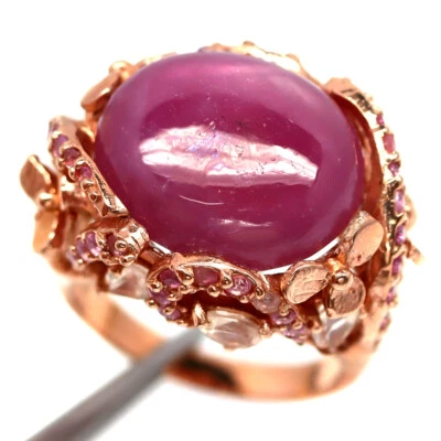 Piedras preciosas 14 x 16 mm. Anillo Joyería Rubí Rojo, Cuarzo y Zafiro Plata 925 Talla 7 Foto 1 de 4