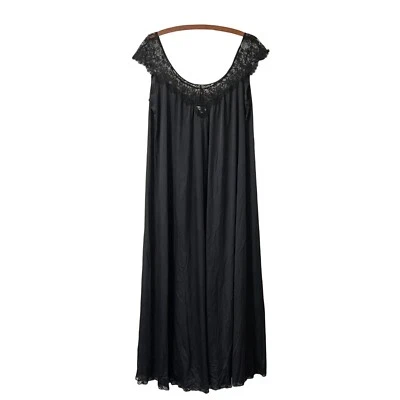 Vintage Lucie Ann Beverly Hills Womens Black Lace Nylon Nightgown Size Small - Image 1 of 4