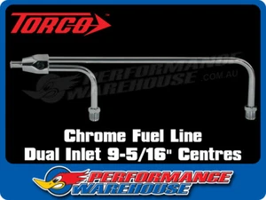 Chrome Steel Fuel Line Dual Inlet For 9-5/16 Inch Centres Holley Carbs - Picture 1 of 2