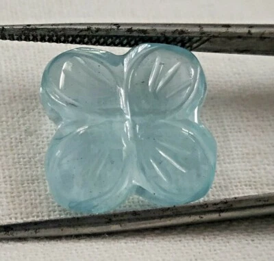 Aquamarine Blue Color Square Shape Carving 1 Piece 10 Cts. Natural Gemstone - Image 1 of 4