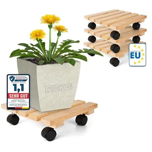 4x Pflanzenroller Eckig Massivholz 30x30x8cm bis 120kg belastbar Holz Rollbrett - Bild 1 von 7