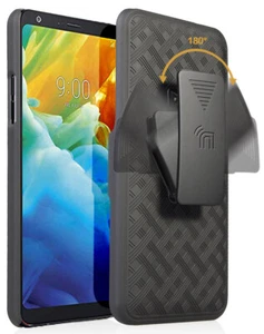Black Case Kickstand Cover + Belt Clip Holster Holder Combo for LG Stylo 5 - Picture 1 of 9