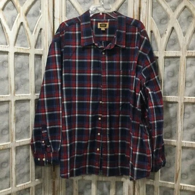 Mens Foundry Blue Red Check Longsleeve Dress Shirt Size 4XL - Image 1 of 4