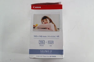 Canon Selphy KP-108IN Color Ink Paper Set 108 4x6 Sheets with 3 Toners 3115B001 - Photo 1/4