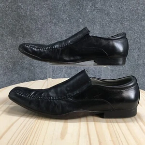 Steve Madden Shoes Mens 13 Trace Loafers Black Leather Slip On Square Toe Casual - Picture 1 of 18