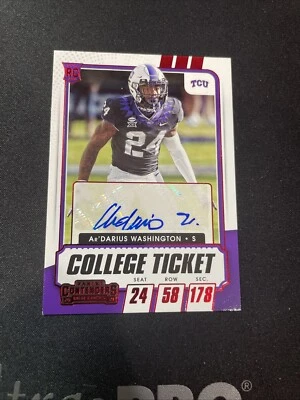2021 Ar'Darius Washington Contenders Draft Picks RC RED FOIL AUTO College Ticket - Image 1 of 4