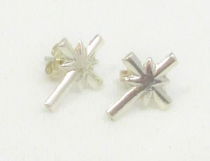Orecchini croce nativi americani sabbia colata Navajo argento sterling pali borchia #313 - Foto 1 di 5