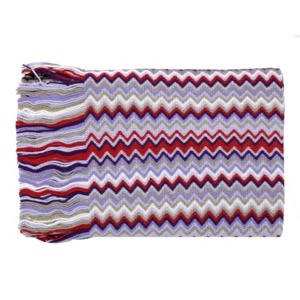 Missoni Women's Wool Zig-Zag Scarf Shawl Sarong Wrap White Purple Red - Picture 1 of 5