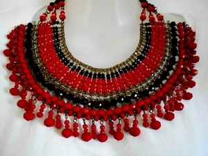 Red and Black Crystal Statement Necklace - Picture 1 of 7