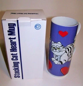 Stacking Cat with Hearts Mugs   (pair) - Picture 1 of 6