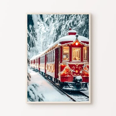Póster de paisaje de invierno de Navidad | Fotografía nórdica de nieve arte de pared decoración Foto 1 de 4