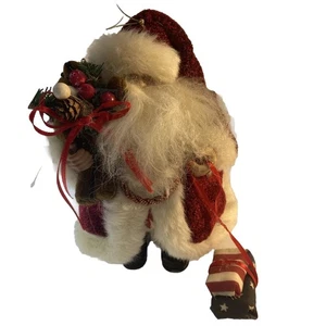 8”Roly Poly Santa - Santa's Workbench Vintage Cloth Santa Decoration Ornament - Picture 1 of 7