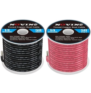 14 Gauge Marine Wire 14 AWG Grade Include 14 Gauge, 50ft Red, 50ft Black - Picture 1 of 7