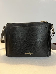 Nanette Lepore Crossbody Bag Black Purse Leopard Print Lining Flaws Pl Read - Picture 1 of 8