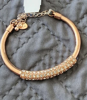 PULSERA TONO ORO ROSA, DIAMANTES DE IMITACIÓN TRANSPARENTES, CRISTALES BRILLO Foto 1 de 4