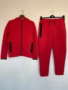 Nike Tech Fleece Red Tracksuit Boys Size Large 11-13 Years Old - Picture 1 of 9