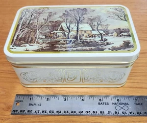 Lata de Navidad vintage - escena de invierno - Imagen 1 de 3