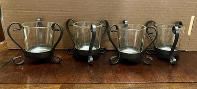 洋基蜡烛茶灯/有源,锻铁/玻璃座 — 第 1/3 张图片