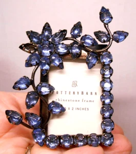 Pottery Barn Bild Foto Aufsteller Rahmen Mini Blau Schmuck Strass Floral - Bild 1 von 5