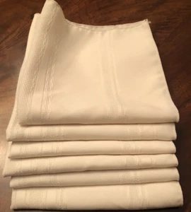 Set 6 Ecru Ivory Cream Easy Care Machine Wash Polyester Cloth Napkins 17”x 17” - Picture 1 of 5