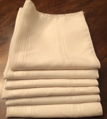 Set 6 Ecru Ivory Cream Easy Care Machine Wash Polyester Cloth Napkins 17”x 17”  - Image 1 of 4