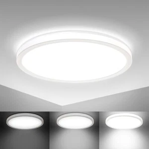 LED Panel Rund Decken Leuchte Lampe Flach Slim Indirekt Wohnzimmer Flur Weiß - Bild 1 von 12