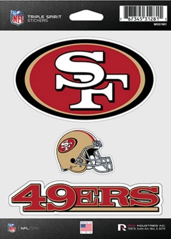 San Francisco 49ers Triple Spirit 3 Decals Auto Tumbler Laptop Cut to Shape Cover