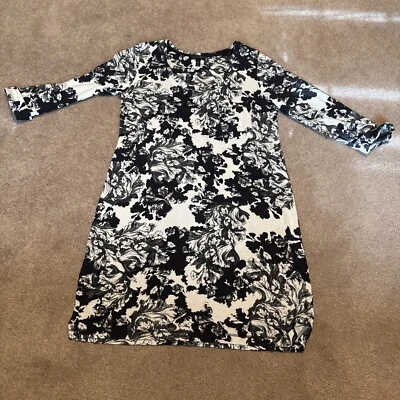 Soma Intimates Nightgown Black White Floral Pocket  3/4 Sleeve Lounge Wear - Image 1 of 4