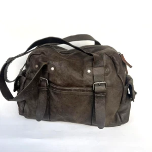 Aunts & Uncles Unisex Leather Dark Brown Shoulder bag Handbag Plaid Lining - Bild 1 von 23