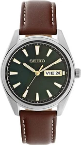 Seiko Watch Quartz Overseas Model Green Dial Calf Leather Men (New) from Japan - Picture 1 of 6